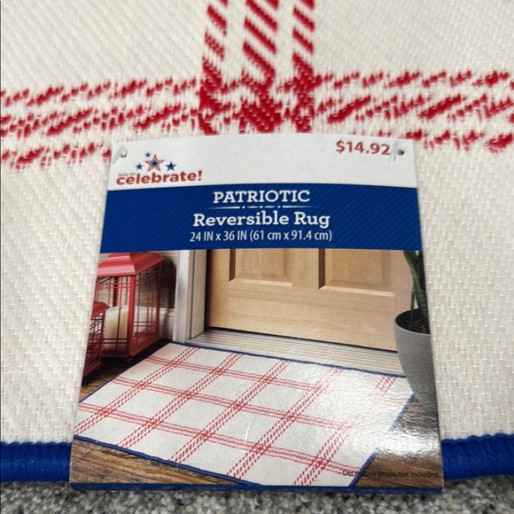 2 Patriotic Reversible Rug with Red and Blue Accents - Picture 2 of 8